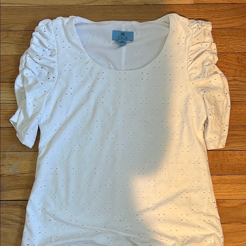 Cece White Eyelet Top